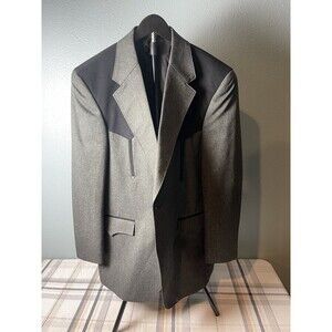 Circle S Men 46R Blazer Sport Coat Western Cowboy Texas Yoke Black Charcoal